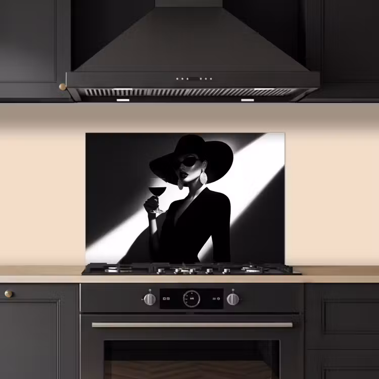 Vrouw - Wijn - Chic keuken achterwand spatscherm klein -sfeer1
