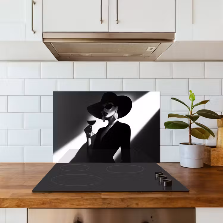 Vrouw - Wijn - Chic keuken achterwand spatscherm klein -sfeer2