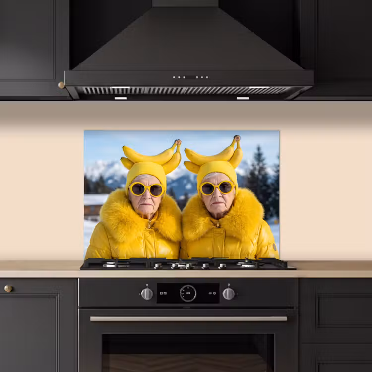 Vrouwen - Bananen - Geel keuken achterwand spatscherm klein -sfeer1
