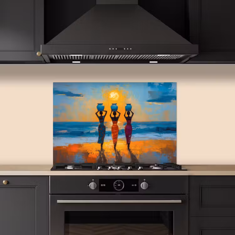 Vrouwen - Strand - Zondsondergang keuken achterwand spatscherm klein -sfeer1