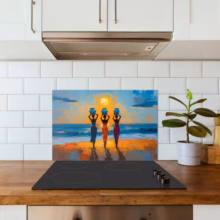 Vrouwen - Strand - Zondsondergang keuken achterwand spatscherm klein -sfeer2