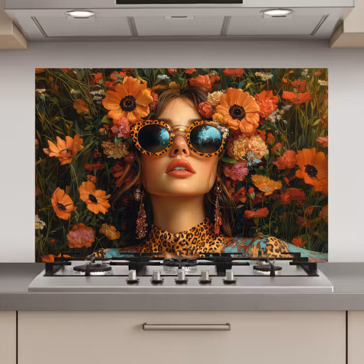 Vrouwen - Bloemen - Modern - Bril - Abstract keuken achterwand spatscherm klein -3d_website