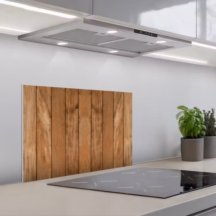 Hout - Naturel - Planken - Structuur keuken achterwand spatscherm klein -3d_schuin