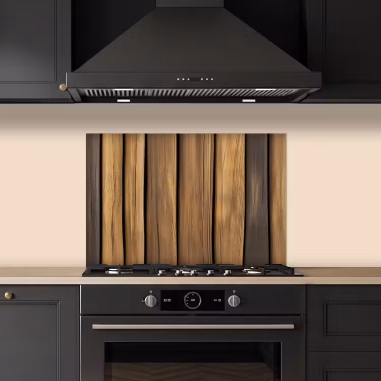 Hout - Planken - Natuurtinten keuken achterwand spatscherm klein -sfeer1