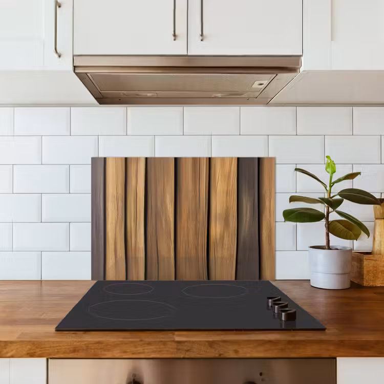 Hout - Planken - Natuurtinten keuken achterwand spatscherm klein -sfeer2