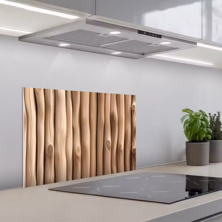 Hout - Stam - Lichtbruin keuken achterwand spatscherm klein -3d_schuin
