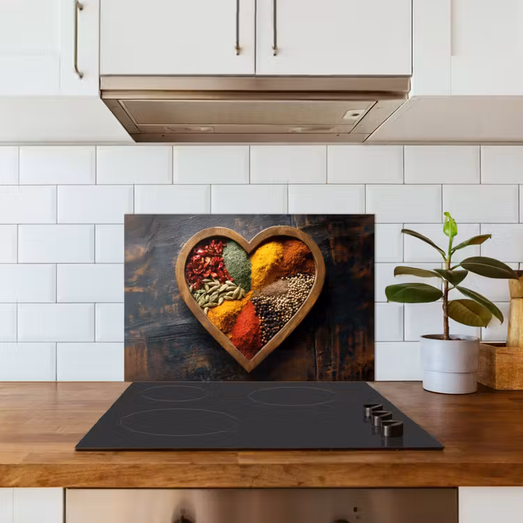 Houten - Hart - Kleurrijke - Specerijen keuken achterwand spatscherm klein -sfeer2