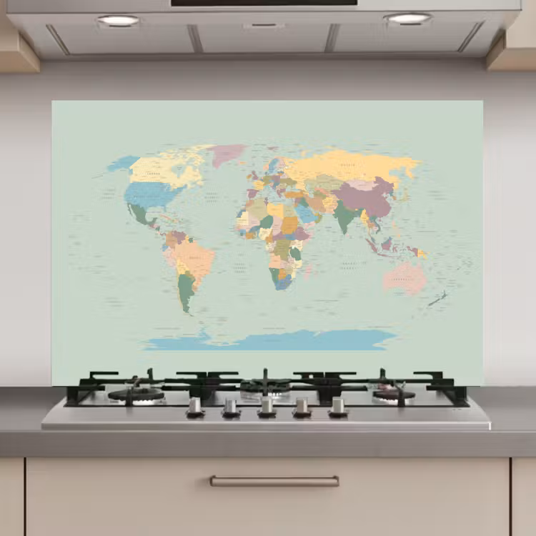 Wereldkaart - Realistisch - Kaart keuken achterwand spatscherm klein -3d_website