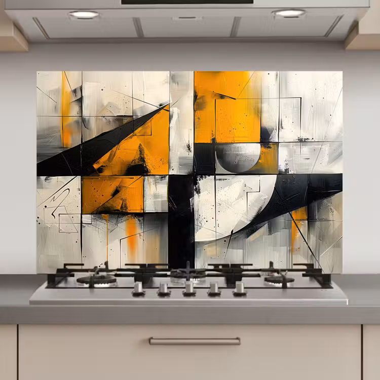 Geel - Abstract - Modern - Vormen keuken achterwand spatscherm klein -3d_website