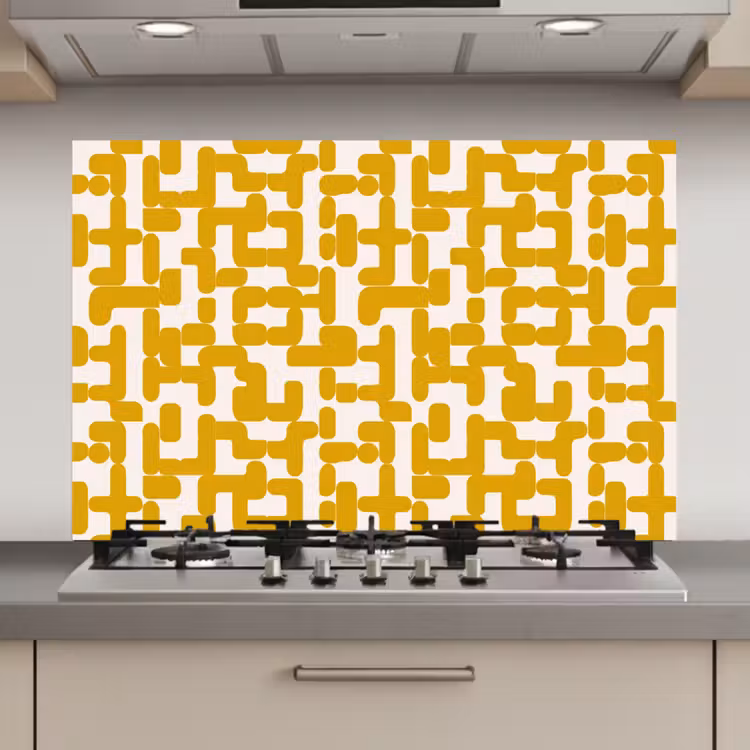 Geel - Beige - Patroon keuken achterwand spatscherm klein 900 -3d_website