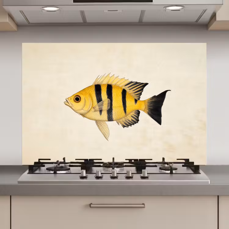 Geel - Vis - Strepen - Tropisch keuken achterwand spatscherm klein -3d_website