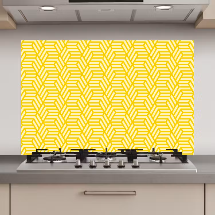 Geel - Patroon - Geometrisch keuken achterwand spatscherm klein 900 -3d_website