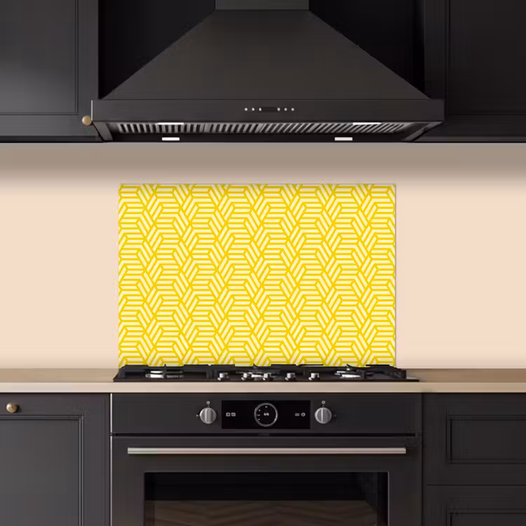 Geel - Patroon - Geometrisch keuken achterwand spatscherm klein 900 -sfeer1