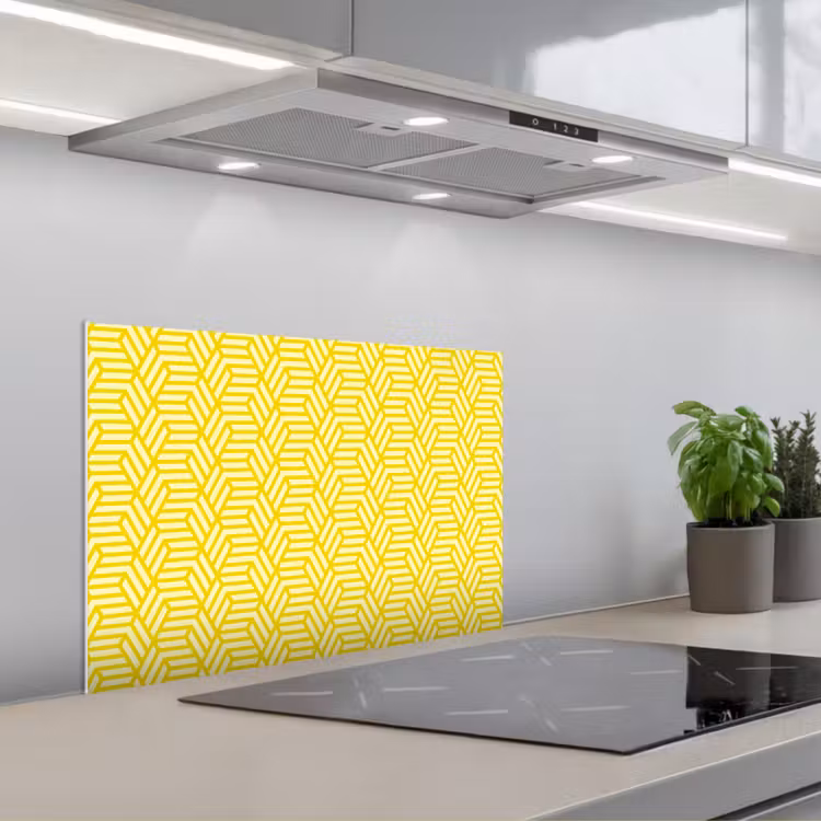 Geel - Patroon - Geometrisch keuken achterwand spatscherm klein 900 -3d_schuin