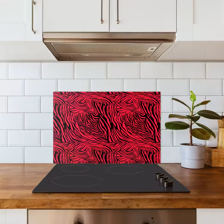Zebra - Zwart - Roze - Neon keuken achterwand spatscherm klein 900 -sfeer2