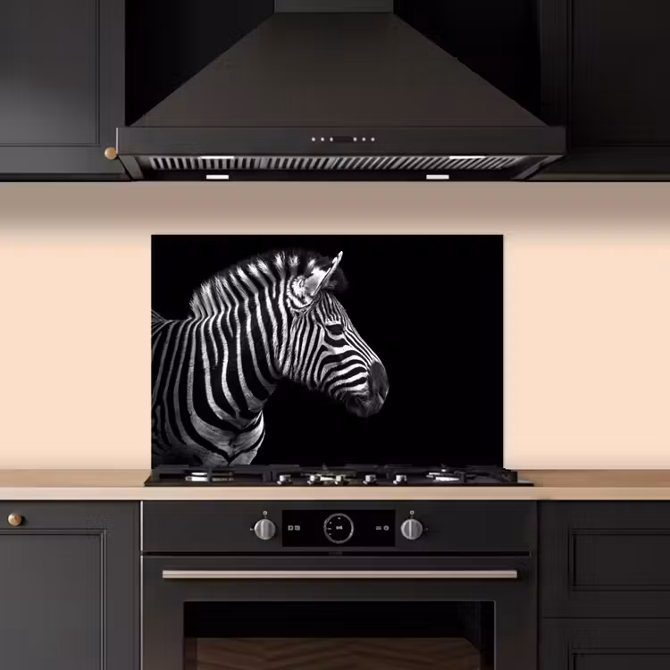 Zebra - Zwart - Wit - Portret - Dieren keuken achterwand spatscherm klein -sfeer1