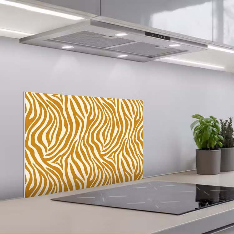 Zebra - Klassiek - Oker - Geel keuken achterwand spatscherm klein 900 -3d_schuin