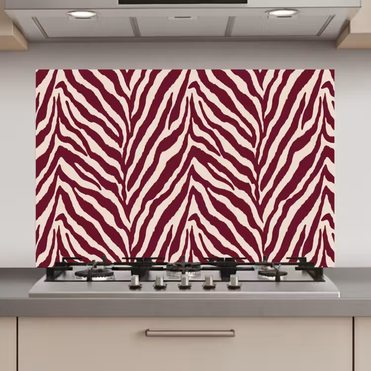 Zebra - Motief - Bordeaux - Rood keuken achterwand spatscherm klein 900 -3d_website