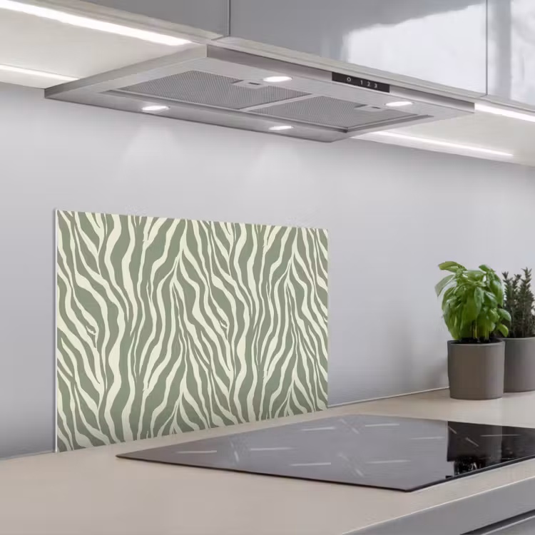 Zebra - Motief - Groen keuken achterwand spatscherm klein 900 -3d_schuin