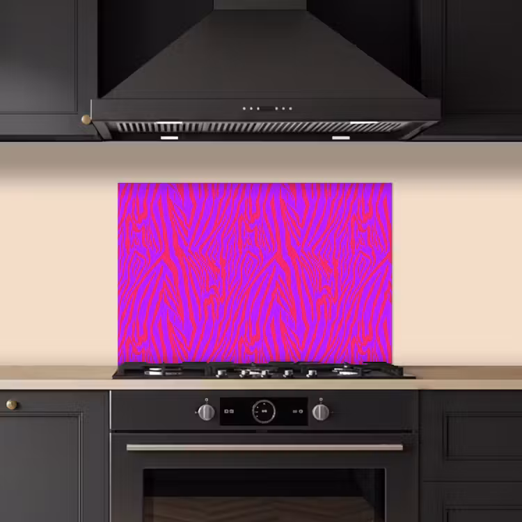 Zebra - Neon - Roze - Paars keuken achterwand spatscherm klein 900 -sfeer1