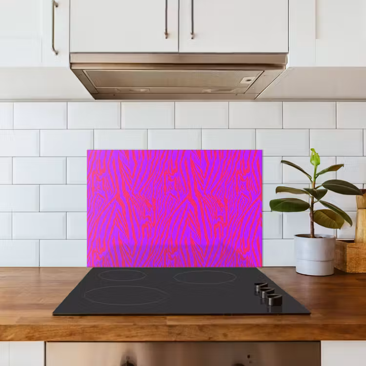 Zebra - Neon - Roze - Paars keuken achterwand spatscherm klein 900 -sfeer2