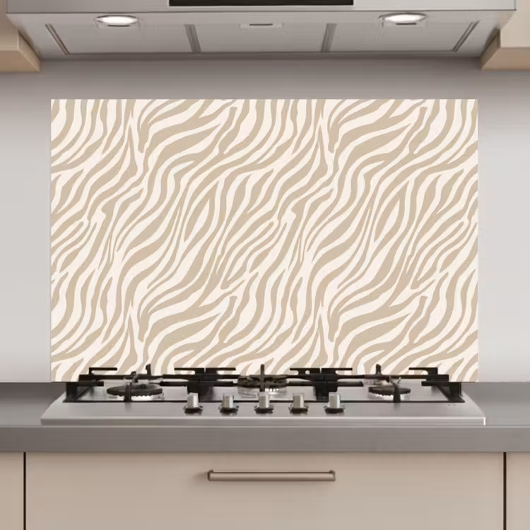 Zebra - Patroon - Beige keuken achterwand spatscherm klein 900 -3d_website