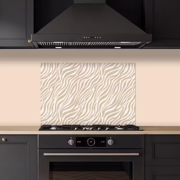 Zebra - Patroon - Beige keuken achterwand spatscherm klein 900 -sfeer1