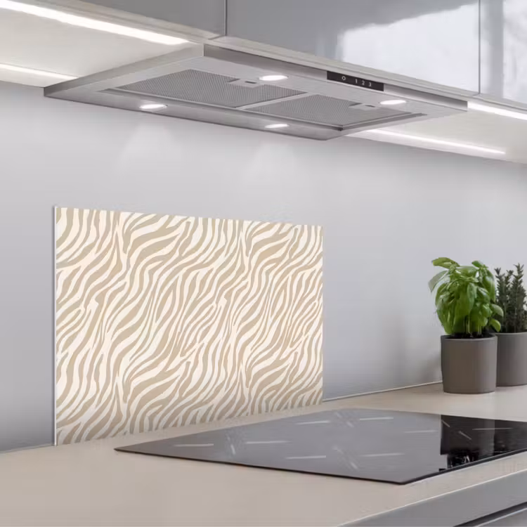 Zebra - Patroon - Beige keuken achterwand spatscherm klein 900 -3d_schuin