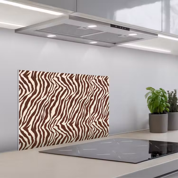 Zebra - Patroon - Zwart - Wit keuken achterwand spatscherm klein 900 -3d_schuin