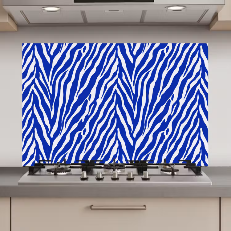 Zebra - Patroon - Kobalt - Blauw keuken achterwand spatscherm klein 900 -3d_website