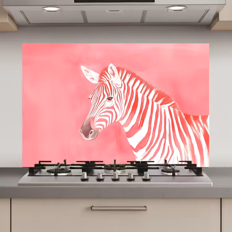 Zebra - Pink - Verf keuken achterwand spatscherm klein -3d_website