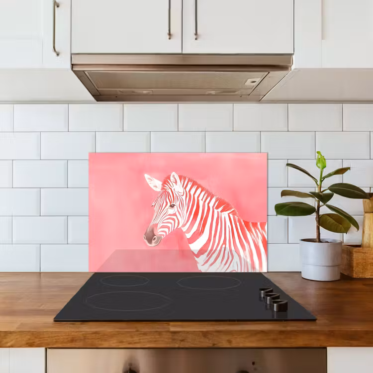 Zebra - Pink - Verf keuken achterwand spatscherm klein -sfeer2
