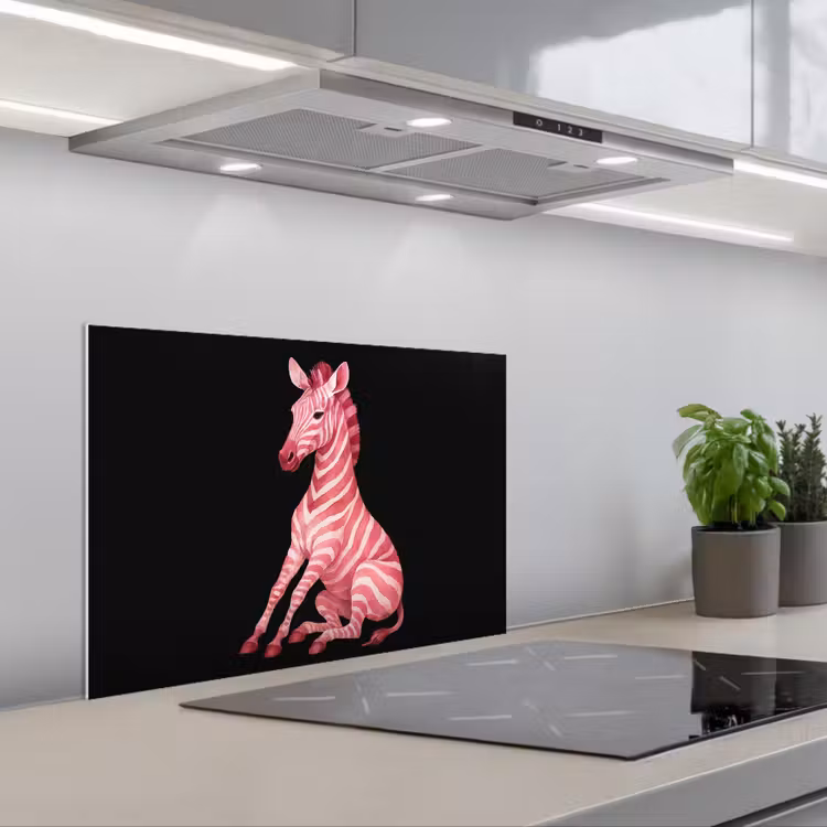 Zebra - Roze - Gestreept keuken achterwand spatscherm klein -3d_schuin
