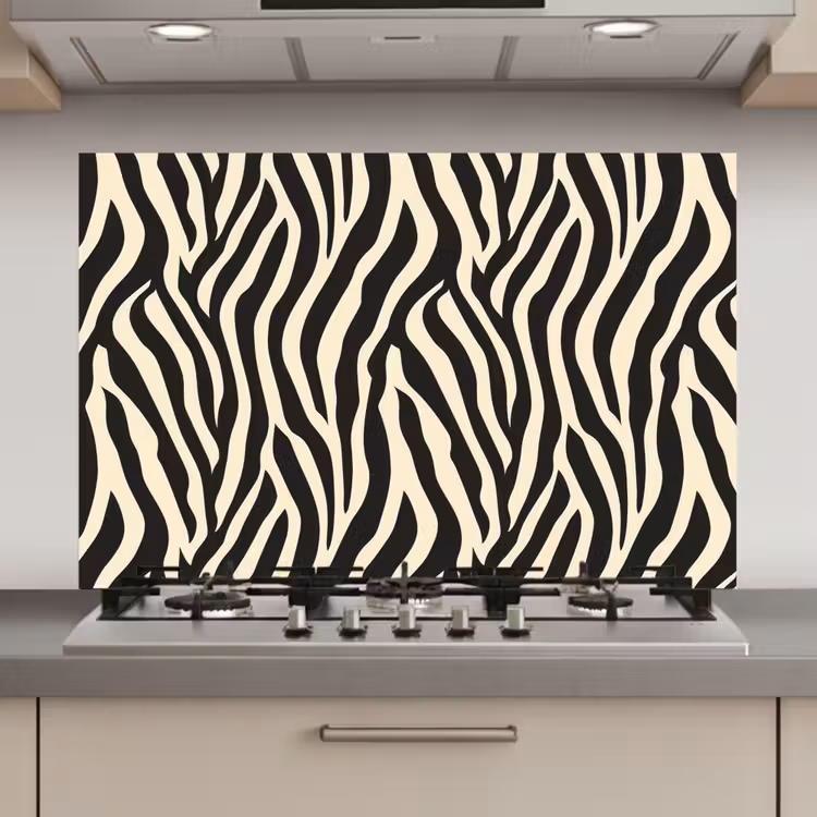 Zebra - Print - Klassiek - Zwart keuken achterwand spatscherm klein 900 -3d_website