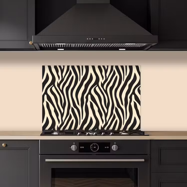 Zebra - Print - Klassiek - Zwart keuken achterwand spatscherm klein 900 -sfeer1