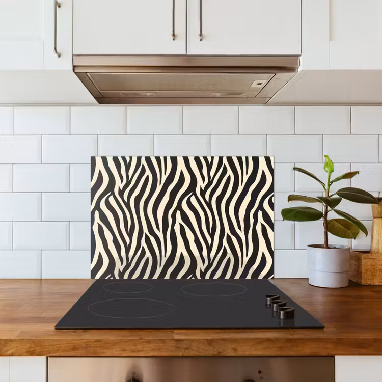 Zebra - Print - Klassiek - Zwart keuken achterwand spatscherm klein 900 -sfeer2