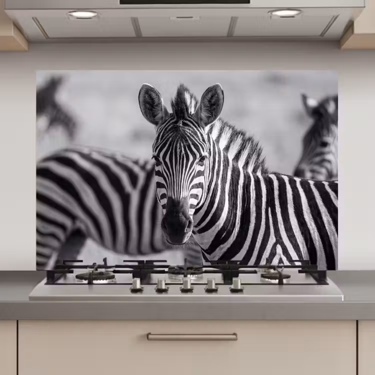 Zebra's - Zwart - Wit keuken achterwand spatscherm klein -3d_website