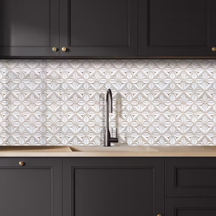 3D - Tegel - Bloem - Reliëf - Wit keuken achterwand 2 middel 871 -sfeer1