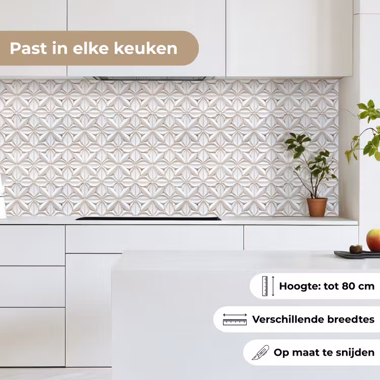 3D - Tegel - Bloem - Reliëf - Wit keuken achterwand 2 middel 871 -sfeer4_NL