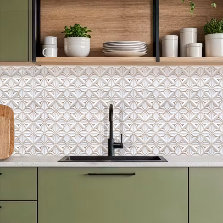 3D - Tegel - Bloem - Reliëf - Wit keuken achterwand 2 middel 871 -sfeer3
