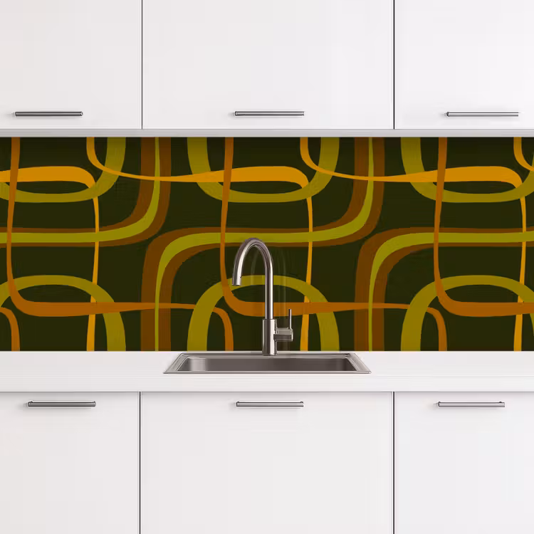 Jaren 70 - Retro - Groen keuken achterwand 2 middel 871 -3d