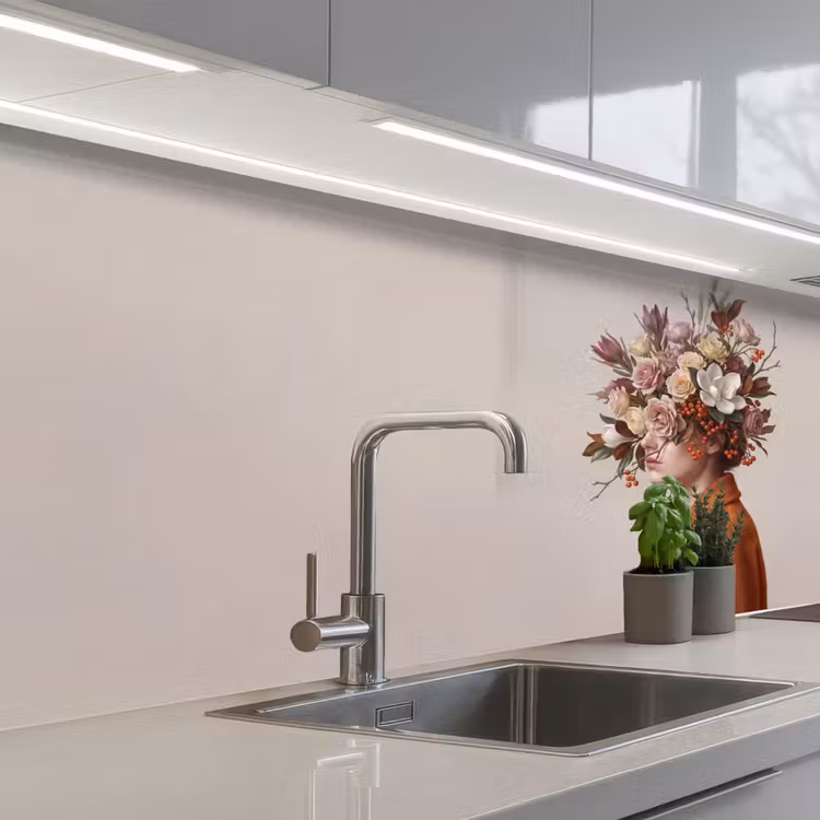 Gezicht - Boeket - Kleurrijk keuken achterwand 2 middel -3d_schuin