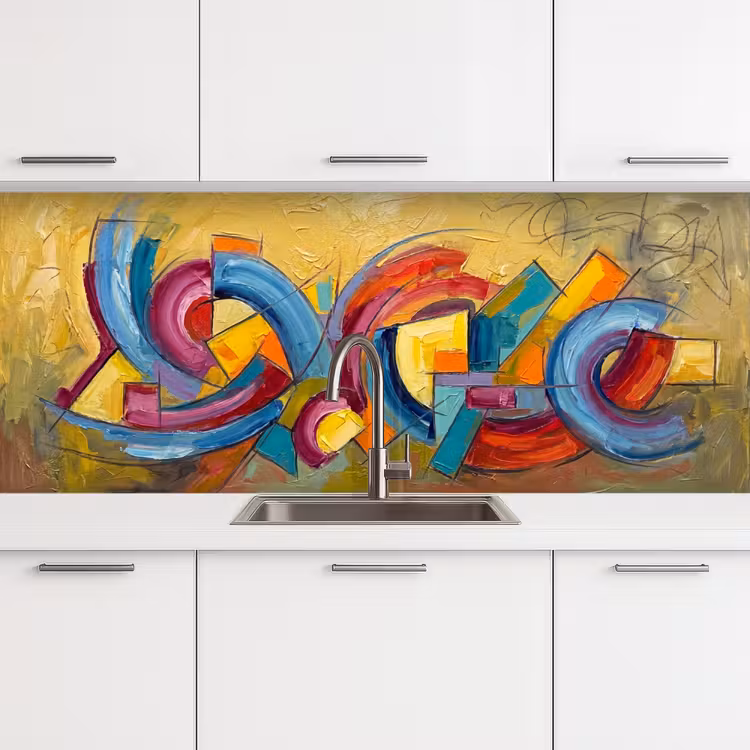 Abstract - Cirkels - Schilderij - Kleurrijk - Dynamisch keuken achterwand 2 middel -3d