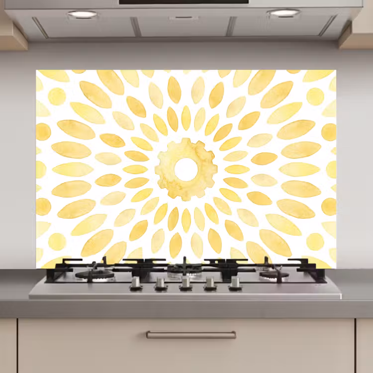Abstract - Geometrisch - Stralend - Geel keuken achterwand spatscherm klein -3d_website