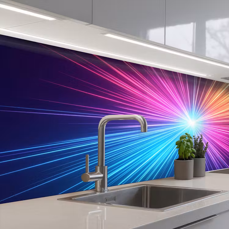 Abstract - Light - Burst - Modern - Colorful keuken achterwand 2 middel -3d_schuin