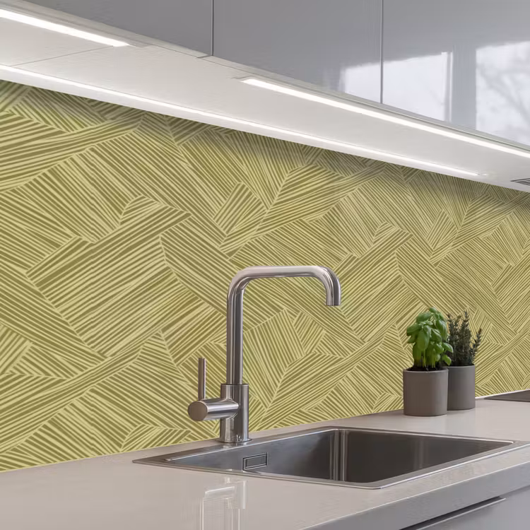Abstract - Modern - Groen keuken achterwand 2 middel 871 -3d_schuin