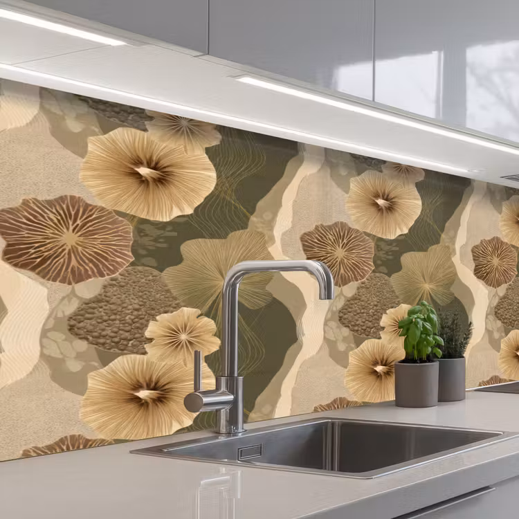 Abstract - Modern - Groen keuken achterwand 2 middel 871 -3d_schuin