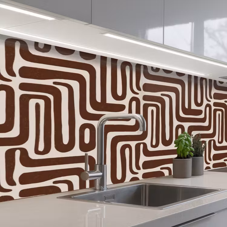 Abstract - Patroon - Bruin keuken achterwand 2 middel 871 -3d_schuin