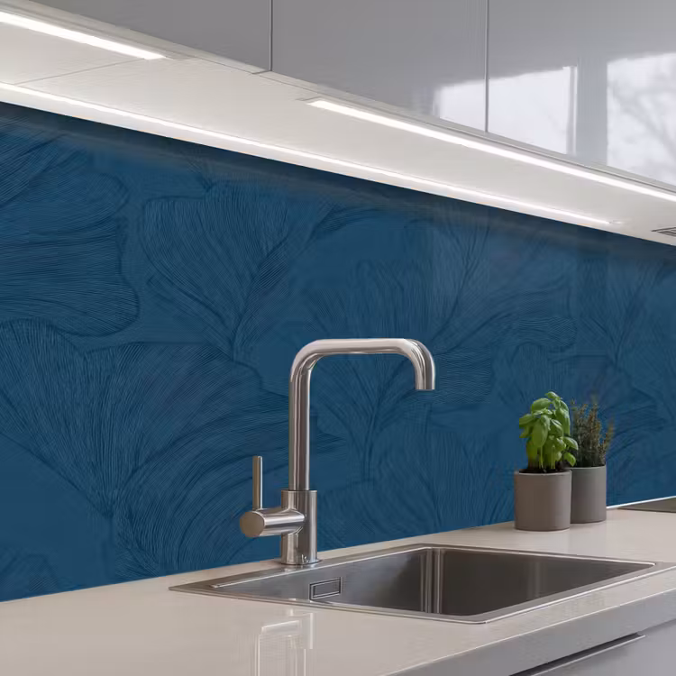 Abstract - Patroon - Donkerblauw - Elegant keuken achterwand 2 middel 871 -3d_schuin
