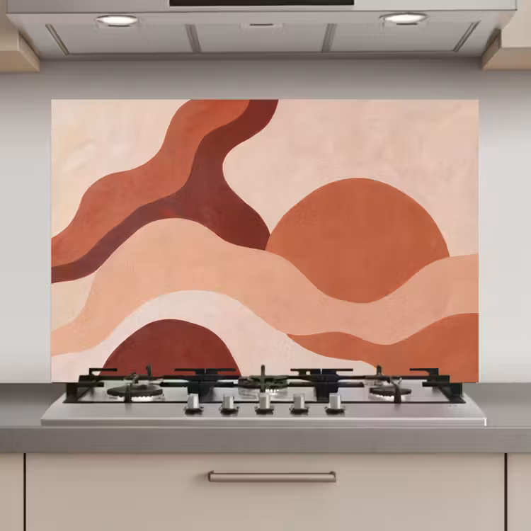 Abstract - Vormen - Organisch - Aardetinten - Modern keuken achterwand spatscherm klein -3d_website